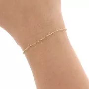 cable chain with Faceted beds 1.35 mm Fine Gold Plated x1m