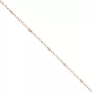 cable chain with Faceted beds 1.35 mm Rose Gold Tone x1m