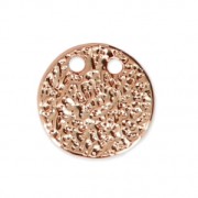 Round hammered pendant with two holes 10 mm - Rose Gold Tone x1|raw }}