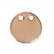 Round hammered pendant with two holes 10 mm - Rose Gold Tone x1