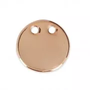 Round hammered pendant with two holes 10 mm - Rose Gold Tone x1