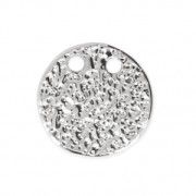 Round hammered pendant with two holes 10 mm - Rhodium Tone x1|raw }}