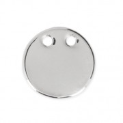 Round hammered pendant with two holes 10 mm - Rhodium Tone x1