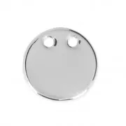 Round hammered pendant with two holes 10 mm - Rhodium Tone x1