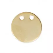 10 mm Round Hammered Double-Hole Pendant - Satin-Finish Fine gold plated x1