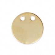 Round hammered pendant with two holes - Satin Gold Tone x1