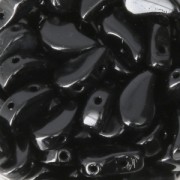 Double drilled Czech Glass Paisley Duo beads 9x5.5 mm Jet x10g