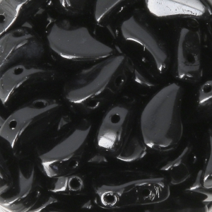 Double drilled Czech Glass Paisley Duo beads 9x5.5 mm Jet x10g