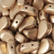 Double drilled Czech Glass Paisley Duo beads 9x5.5 mm Gold Mat x10g