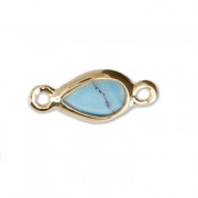 2 loops drop spacer - faceted imitation Turquoise gemstone 12x5.5 mm fine Gold plated  x1|raw }}