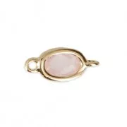 2 loops oval spacer - faceted imitation Quartz Rose 12x5.5 mm Fine Gold plated x1