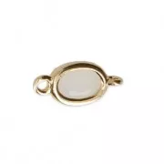 2 loops oval spacer - faceted imitation Rock Crystal 12x5.5 mm Gold Tone x1