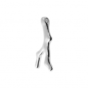 Coral brass pendant 18x9 mm Rodhium Tone x1