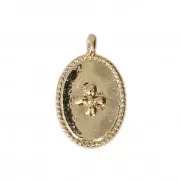 Oval charm cross pattern 14x8.5 mm Fine Gold plated x1