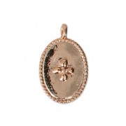 Oval charm cross pattern 14x8.5 mm Rose Fine Gold plated x1|raw }}