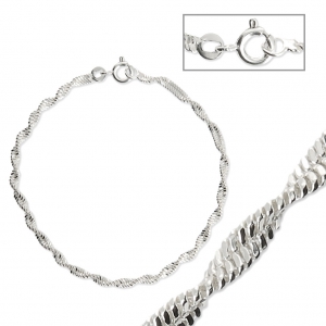 925 Sterling Silver Singapore mesh Bracelet 2.6 mm x1