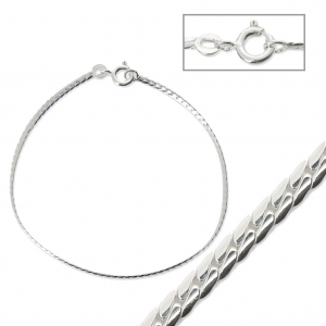 925 Sterling Silver curved gourmet mesh bracelet 1.90 mm x1
