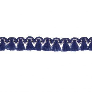 Mini tassel braid 13 mm Navy Blue/Gold x1m