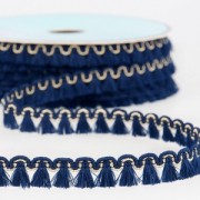 Mini tassel braid 13 mm Navy Blue/Gold x1m