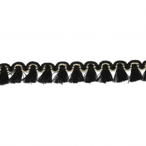 Mini tassel braid 13 mm Black/Gold x1m