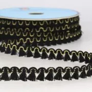 Mini tassel braid 13 mm Black/Gold x1m