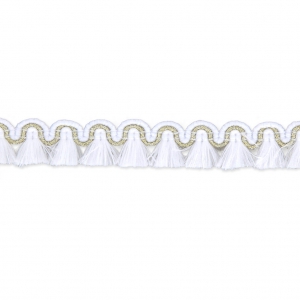 Mini tassel braid 13 mm White/Gold x1m