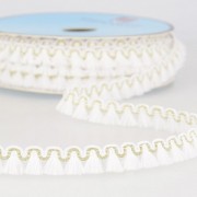 Mini tassel braid 13 mm White/Gold x1m