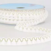 Mini tassel braid 13 mm White/Gold x1m