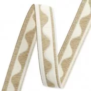Jacquard Ribbon/braid wave pattern 16 mm Cream/Beige x1m