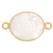 925 Sterling Silver Spacer 2 loops 11x13mm - Gold Plated / Moonstone x1|raw }}