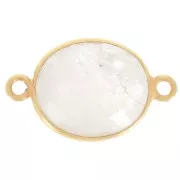 925 Sterling Silver Spacer 2 loops 11x13mm - Gold Plated / Moonstone x1