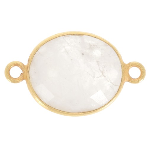 925 Sterling Silver Spacer 2 loops 11x13mm - Gold Plated / Moonstone x1