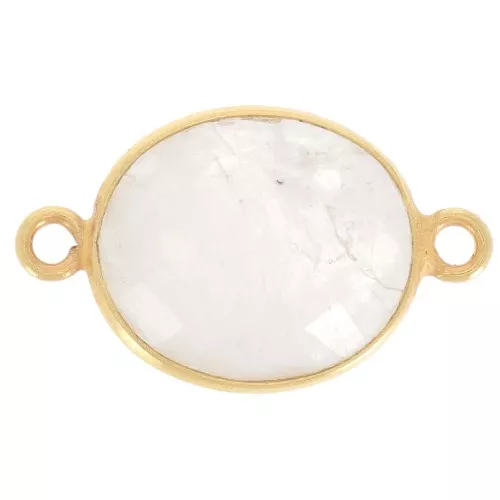925 Sterling Silver Spacer 2 loops 11x13mm - Gold Plated / Moonstone x1