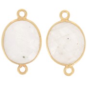 925 Sterling Silver Spacer 2 loops 11x13mm - Gold Plated / Moonstone x1