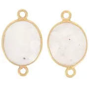 925 Sterling Silver Spacer 2 loops 11x13mm - Gold Plated / Moonstone x1
