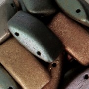 Czech Glass beads Carrier Bead 2 holes 9x17 mm Gold Iris Mat x10|raw }}