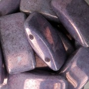 Czech Glass beads Carrier Bead 2 holes 9x17 mm Opaque Luster Amethyst x10