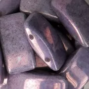 Czech Glass beads Carrier Bead 2 holes 9x17 mm Opaque Luster Amethyst x10