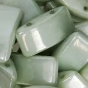 Czech Glass beads Carrier Bead 2 holes 9x17 mm Opaque Light Green Ceramic Look x10