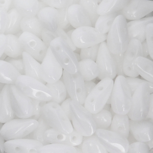 Czech Glass beads DropDuo® 2 holes 3x6 mm Opaque White x50