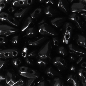 Czech Glass beads DropDuo® 2 holes 3x6 mm Jet x50