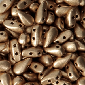Czech Glass beads DropDuo® 2 holes 3x6 mm Gold Mat x50