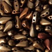 Czech Glass beads DropDuo® 2 holes 3x6 mm Gold Rainbow x50|raw }}