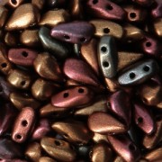 Czech Glass beads DropDuo® 2 holes 3x6 mm Metallic Iris Satin x50|raw }}