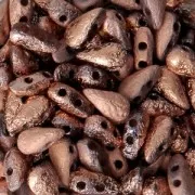 Czech Glass beads DropDuo® 2 holes 3x6 mm Etched Crystal Capri Gold Full x50