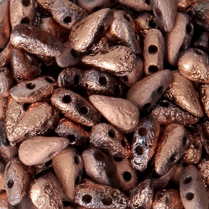 Czech Glass beads DropDuo® 2 holes 3x6 mm Etched Crystal Capri Gold Full x50