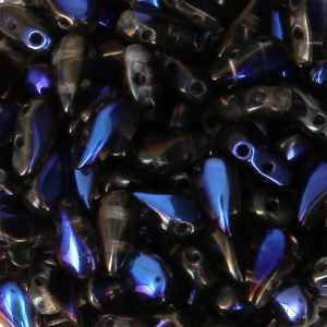 Czech Glass beads DropDuo® 2 holes 3x6 mm Crystal Azuro x50