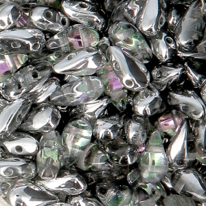 Czech Glass beads DropDuo® 2 holes 3x6 mm Crystal Vitrail Light x50