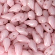 Czech Glass beads DropDuo® 2 holes 3x6 mm Opaque Rose Green Ceramic Look x50|raw }}