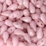 Czech Glass beads DropDuo® 2 holes 3x6 mm Opaque Rose Green Ceramic Look x50